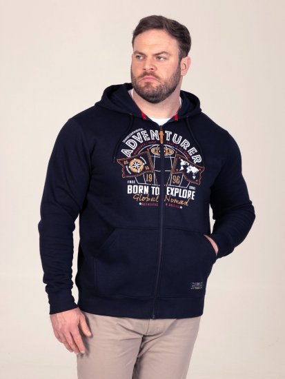 D555 Hector Adventurer Printed Zip Through Hoody Bleu marine - Sweatshirts & hoodies - Sweatshirts/Hoodies grande taille homme