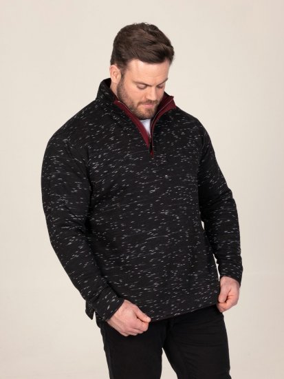 D555 Chandler Reno 1/4 Zip Neck Sweatshirt With Bear Logo Noir - Sweatshirts & hoodies - Sweatshirts/Hoodies grande taille homme