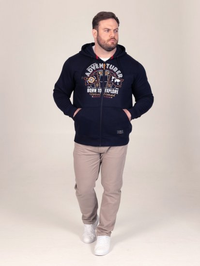 D555 Hector Adventurer Printed Zip Through Hoody Bleu marine - Sweatshirts & hoodies - Sweatshirts/Hoodies grande taille homme