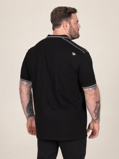 D555 Potts Jersey Polo With Jacquard Collar & Cuffs Noir - Polos - Polos homme grande taille