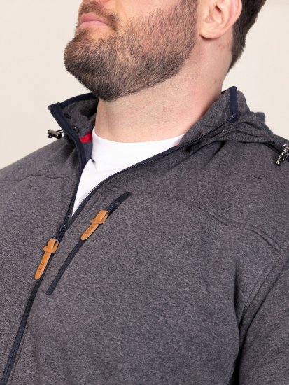 D555 Conrad Detachable Hood Bonded Fleece Zip Through Hoody Bleu marine - Sweatshirts & hoodies - Sweatshirts/Hoodies grande taille homme