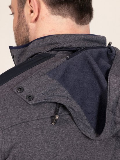 D555 Conrad Detachable Hood Bonded Fleece Zip Through Hoody TALL Bleu marine - TALL sweatshirts - Sweatshirts TALL pour hommes grands