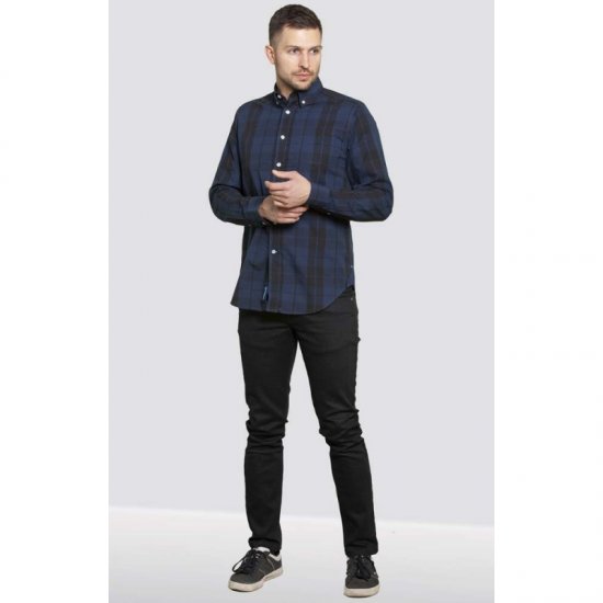 D555 Davenport Long Sleeve Shirt Navy - Chemises - Chemises Grandes Tailles Hommes