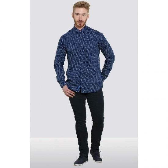 D555 Bainton Long Sleeve Shirt Navy - Chemises - Chemises Grandes Tailles Hommes