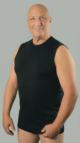 20 Nodi 1004 Sleeveless Crew Neck Shirt in Combed Cotton Jersey Black - Maillot de corps - Maillot de corps homme grande taille 