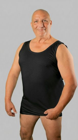 20 Nodi Crew Neck Tank Top in Combed Cotton Jersey Black - Maillot de corps - Maillot de corps homme grande taille 