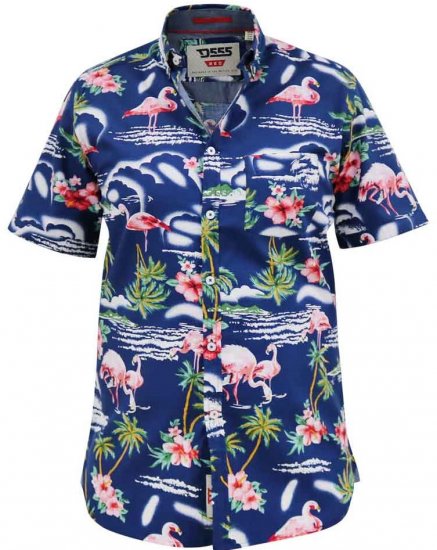 D555 Durham Flamingo Hawaiian Ao Print Shirt - Chemises - Chemises Grandes Tailles Hommes