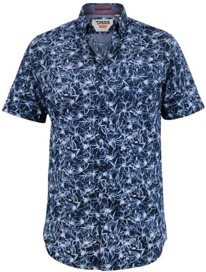 D555 Padbury Floral Ao Printed S/S Shirt Navy - Chemises - Chemises Grandes Tailles Hommes