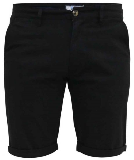 D555 Nelson Stretch Chino Shorts Black - Shorts - Shorts hommes grande taille