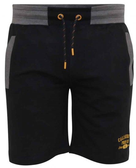 D555 Sutton Elasticated Waist Shorts With Embroidery Black - Pantalons/shorts de survêtement - Survêtement/jogging grandes tailles