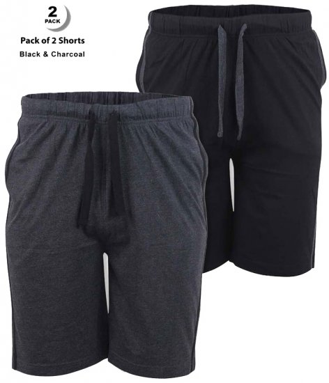 D555 Ryan Jersey Shorts 2-pack Black/Charcoal - Pantalons/shorts de survêtement - Survêtement/jogging grandes tailles