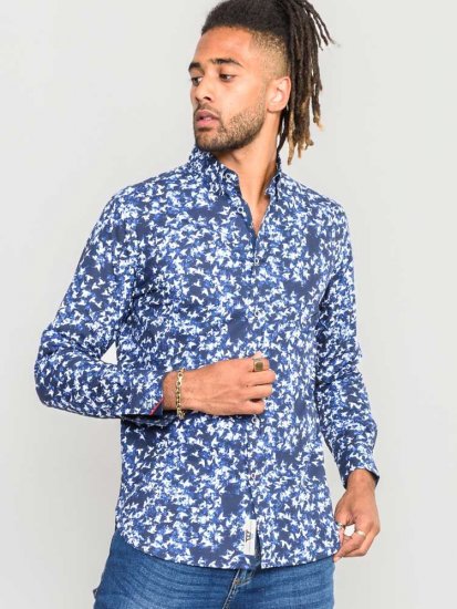 D555 Harrow AOP Shirt Blue - Chemises - Chemises Grandes Tailles Hommes