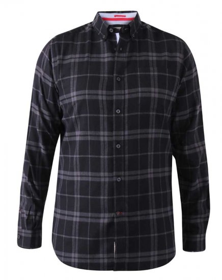 D555 Harwich Flannel Check Shirt Black - Chemises - Chemises Grandes Tailles Hommes