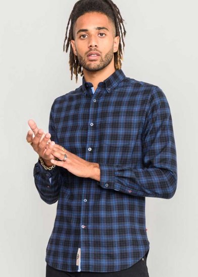 D555 Dovercourt Flannel Check Shirt Blue and Black - Chemises - Chemises Grandes Tailles Hommes