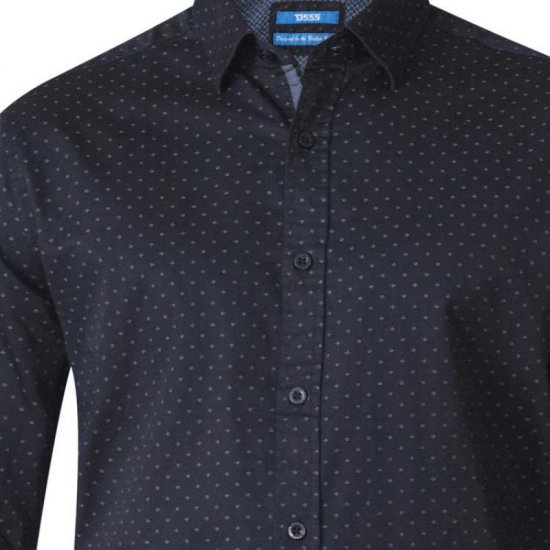 D555 Jahine Long Sleeve Printed Shirt Black - Chemises - Chemises Grandes Tailles Hommes