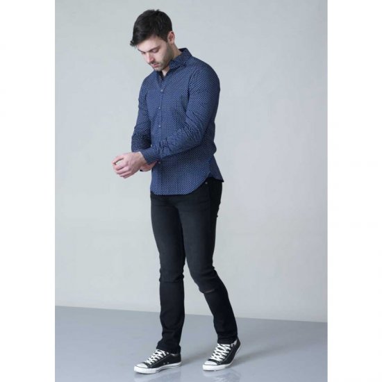 D555 Lavar Long Sleeve Diamond Printed Shirt - Chemises - Chemises Grandes Tailles Hommes