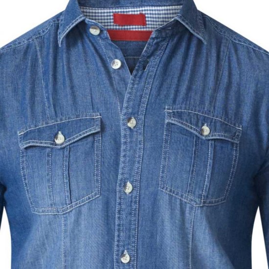 D555 Adcock Long Sleeve Vintage Denim Shirt - Chemises - Chemises Grandes Tailles Hommes