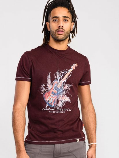 D555 Redbourn Lightning Bolt Guitar Printed T-Shirt - T-shirts - T-shirts Homme Grande Taille