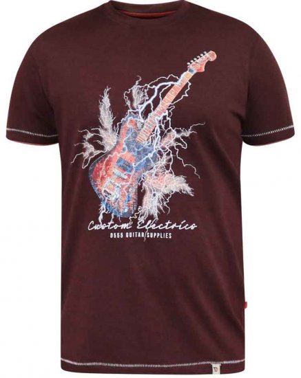 D555 Redbourn Lightning Bolt Guitar Printed T-Shirt - T-shirts - T-shirts Homme Grande Taille