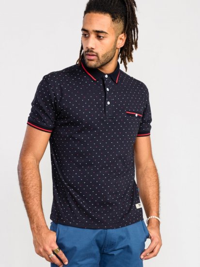 D555 Ashwell Ao Printed Polo Shirt Dark Navy - Polos - Polos homme grande taille