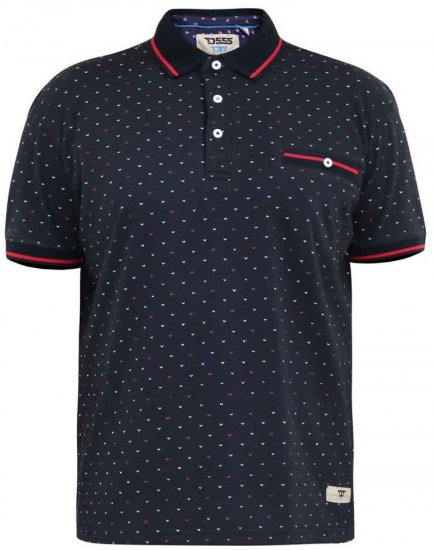 D555 Ashwell Ao Printed Polo Shirt Dark Navy - Polos - Polos homme grande taille