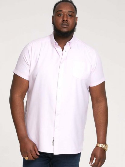 D555 James Short Sleeve Oxford Shirt Pink - Chemises - Chemises Grandes Tailles Hommes