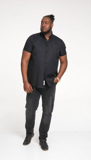 D555 James Short Sleeve Oxford Shirt Black - Chemises - Chemises Grandes Tailles Hommes
