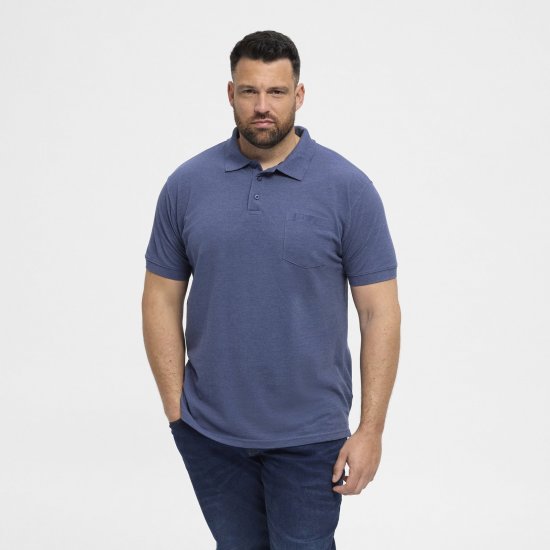 North Latitude Polo Blue Melange - Polos - Polos homme grande taille