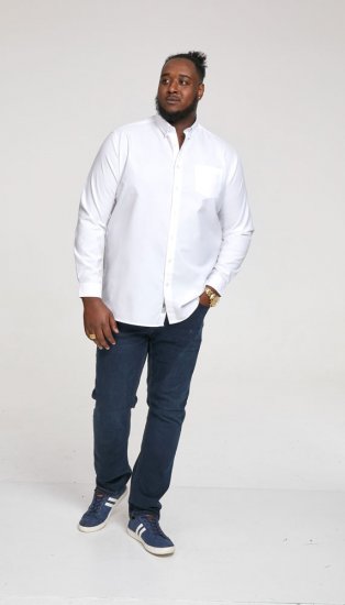 D555 Richard Long Sleeve Oxford Shirt White - Chemises - Chemises Grandes Tailles Hommes