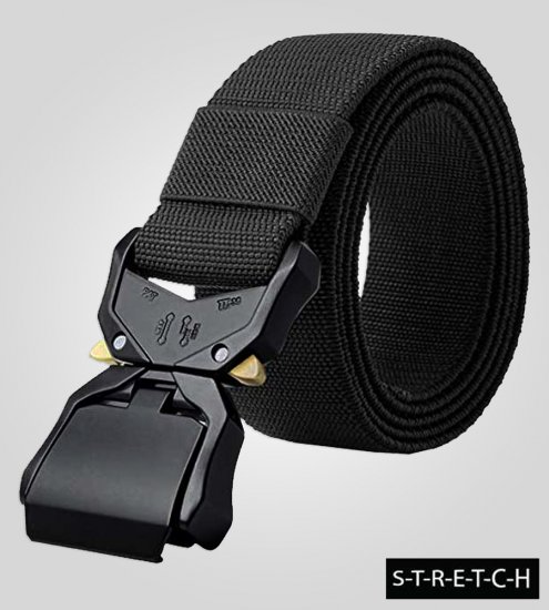 D555 Dale Tactical Stretch Webbing Belt with Heavy Duty Quick Release Buckle Black - Ceintures - Ceintures grandes tailles pour hommes