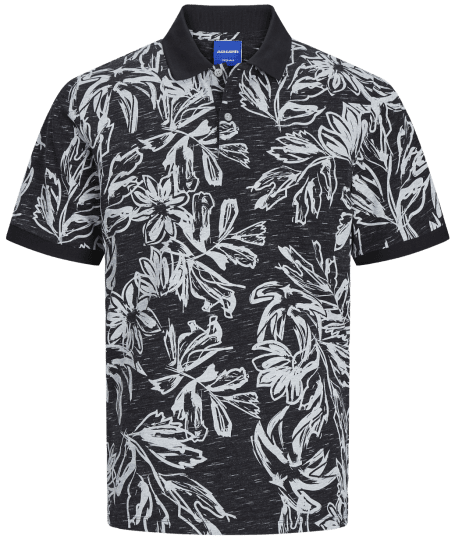 Jack & Jones JORLAFAYETTE AOP Polo Black - Polos - Polos homme grande taille