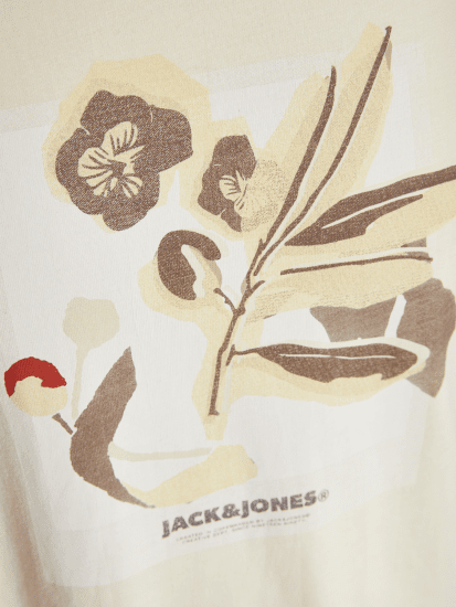 Jack & Jones Almeria Front Print Crew Neck T-Shirt Antique White - T-shirts - T-shirts Homme Grande Taille