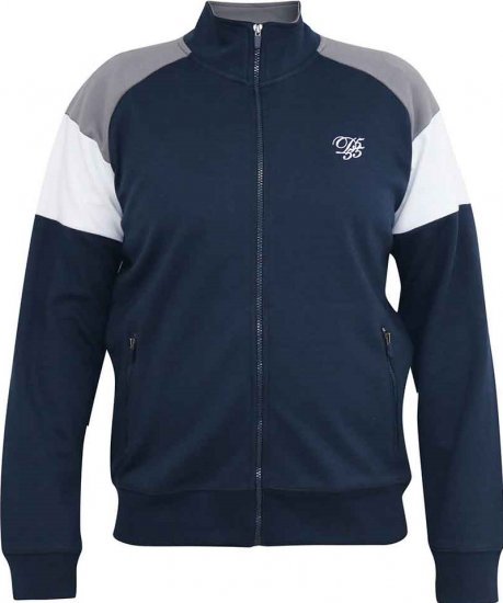 D555 JEFFREY Couture Zip Through Sweatshirt Navy - Sweatshirts & hoodies - Sweatshirts/Hoodies grande taille homme