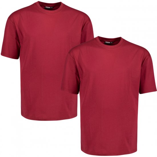 Adamo Marlon Comfort fit 2-pack T-shirt Burgundy - T-shirts - T-shirts Homme Grande Taille