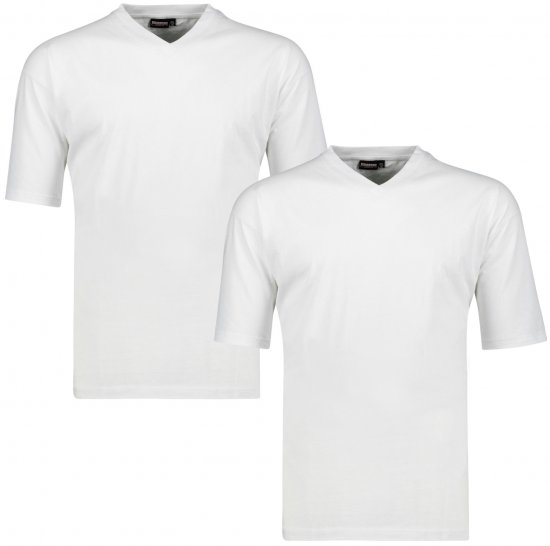 Adamo Maverick Comfort fit 2-pack V-neck T-shirt White - T-shirts - T-shirts Homme Grande Taille