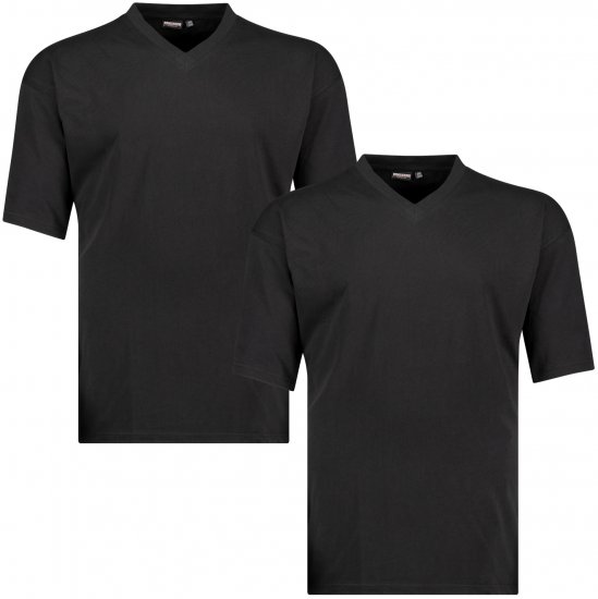 Adamo Maverick Comfort fit 2-pack V-neck T-shirt Black - T-shirts - T-shirts Homme Grande Taille