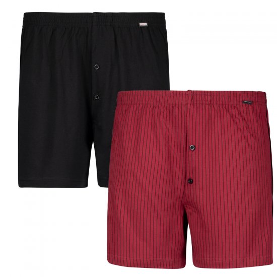Adamo David Boxershorts 2-pack Burgundy/Black - Sous-vêtements & Bain - Sous-vêtements Grande Taille