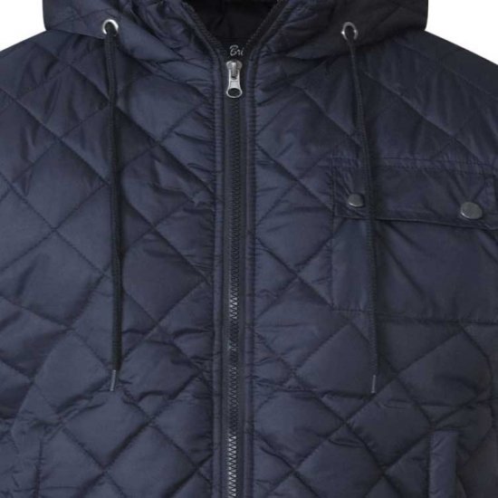 D555 Willie Hooded Quilted Jacket with Fleece sleeves - Vestes - Vestes homme grandes tailles