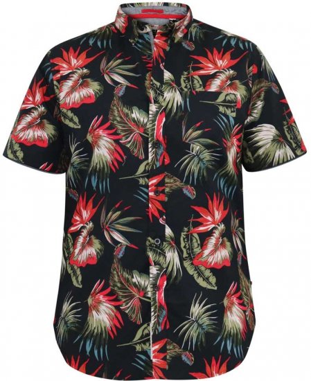 D555 LENNOX Hawaiian AO Print Shirt Black - Chemises - Chemises Grandes Tailles Hommes