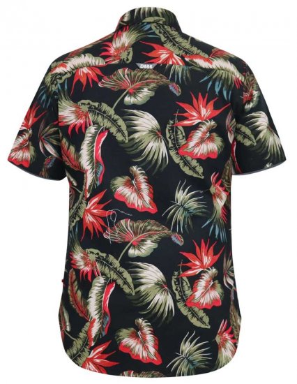 D555 LENNOX Hawaiian AO Print Shirt Black - Chemises - Chemises Grandes Tailles Hommes
