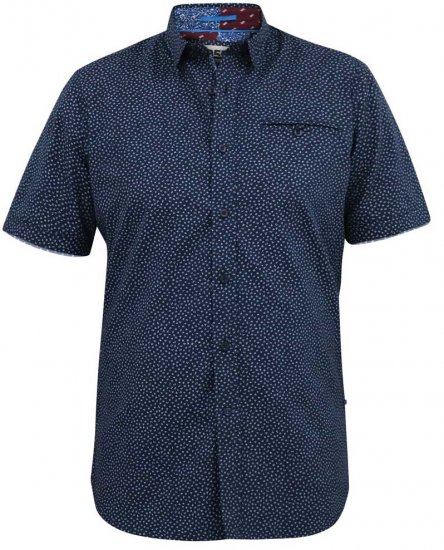 D555 BRODY S/S Micro AO Print Shirt Navy - Chemises - Chemises Grandes Tailles Hommes