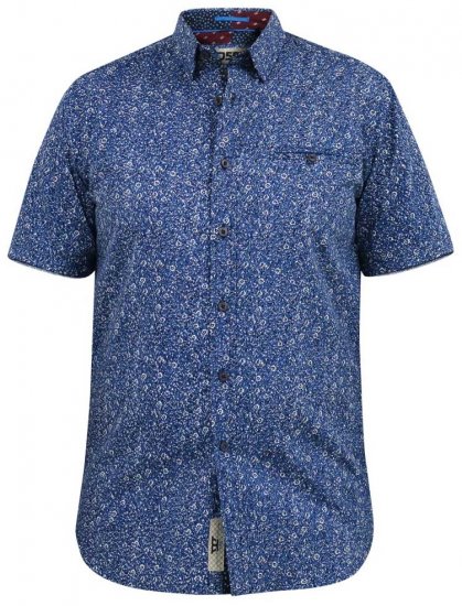 D555 KYLE S/S Micro AO Print Shirt Blue - Chemises - Chemises Grandes Tailles Hommes
