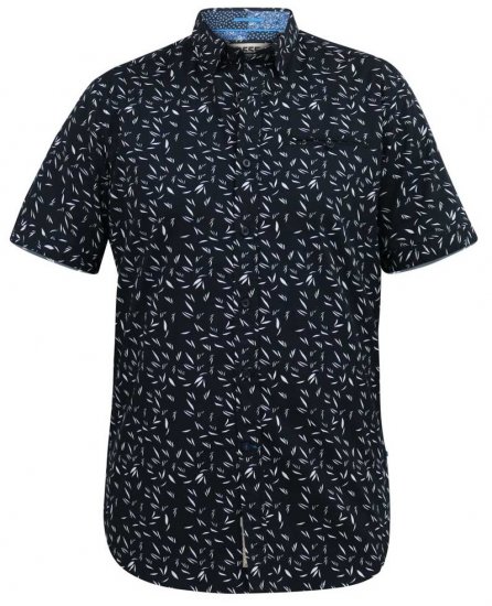 D555 BEAU S/S AO Leaf Print Shirt Navy - Chemises - Chemises Grandes Tailles Hommes