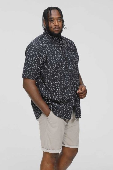 D555 BEAU S/S AO Leaf Print Shirt Navy - Chemises - Chemises Grandes Tailles Hommes