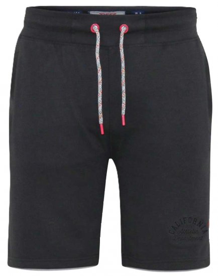 D555 STEFAN1 Elasticated Waist Loop Back Shorts Black - Pantalons/shorts de survêtement - Survêtement/jogging grandes tailles