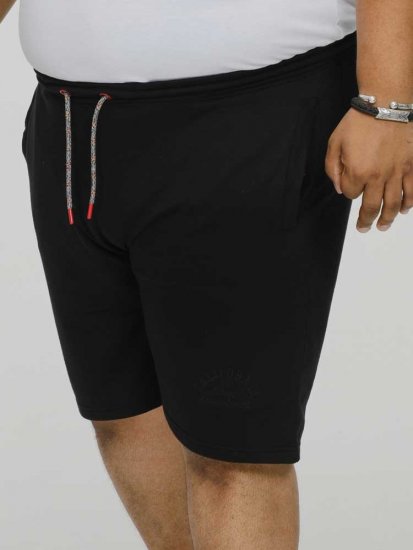 D555 STEFAN1 Elasticated Waist Loop Back Shorts Black - Pantalons/shorts de survêtement - Survêtement/jogging grandes tailles