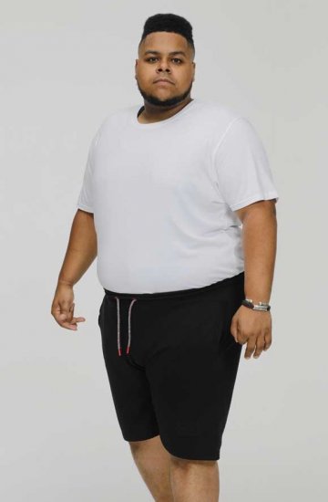 D555 STEFAN1 Elasticated Waist Loop Back Shorts Black - Pantalons/shorts de survêtement - Survêtement/jogging grandes tailles