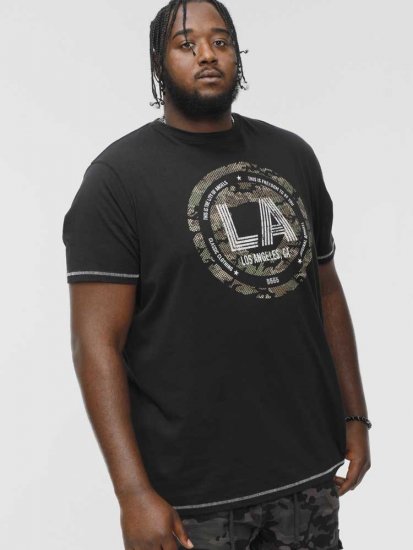 D555 BENNY LA Camo Printed Crew Neck T-Shirt Black - T-shirts - T-shirts Homme Grande Taille