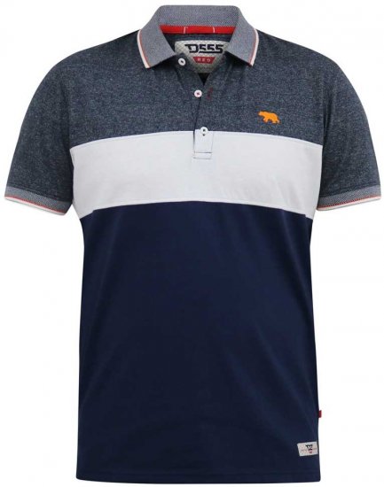 D555 EMERSON Cut And Sew Polo With Jacquard Collar Navy - Polos - Polos homme grande taille