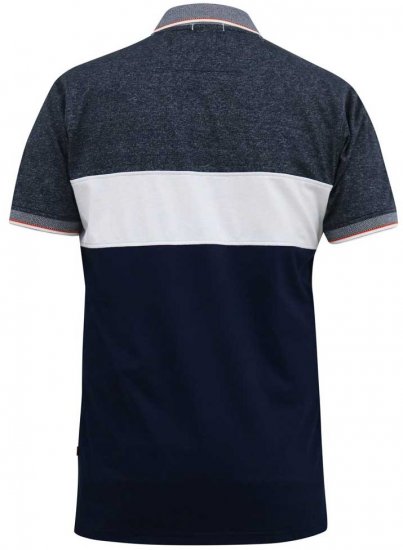 D555 EMERSON Cut And Sew Polo With Jacquard Collar Navy - Polos - Polos homme grande taille